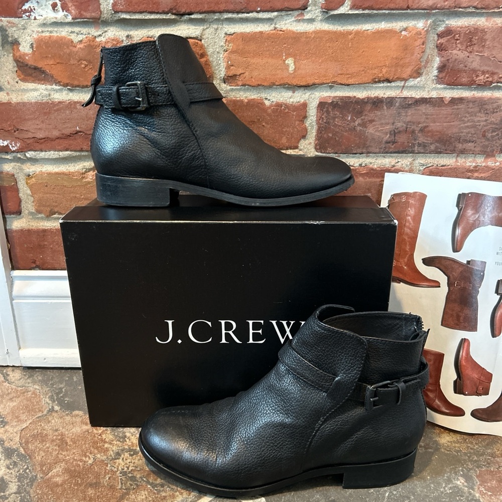 J. Crew Emmett Black Leather Ankle Boots